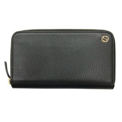 GUCCI 509644 Interlocking G Round Long Wallet Black Leather Men's Women's