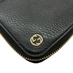 GUCCI 509644 Interlocking G Round Long Wallet Black Leather Men's Women's