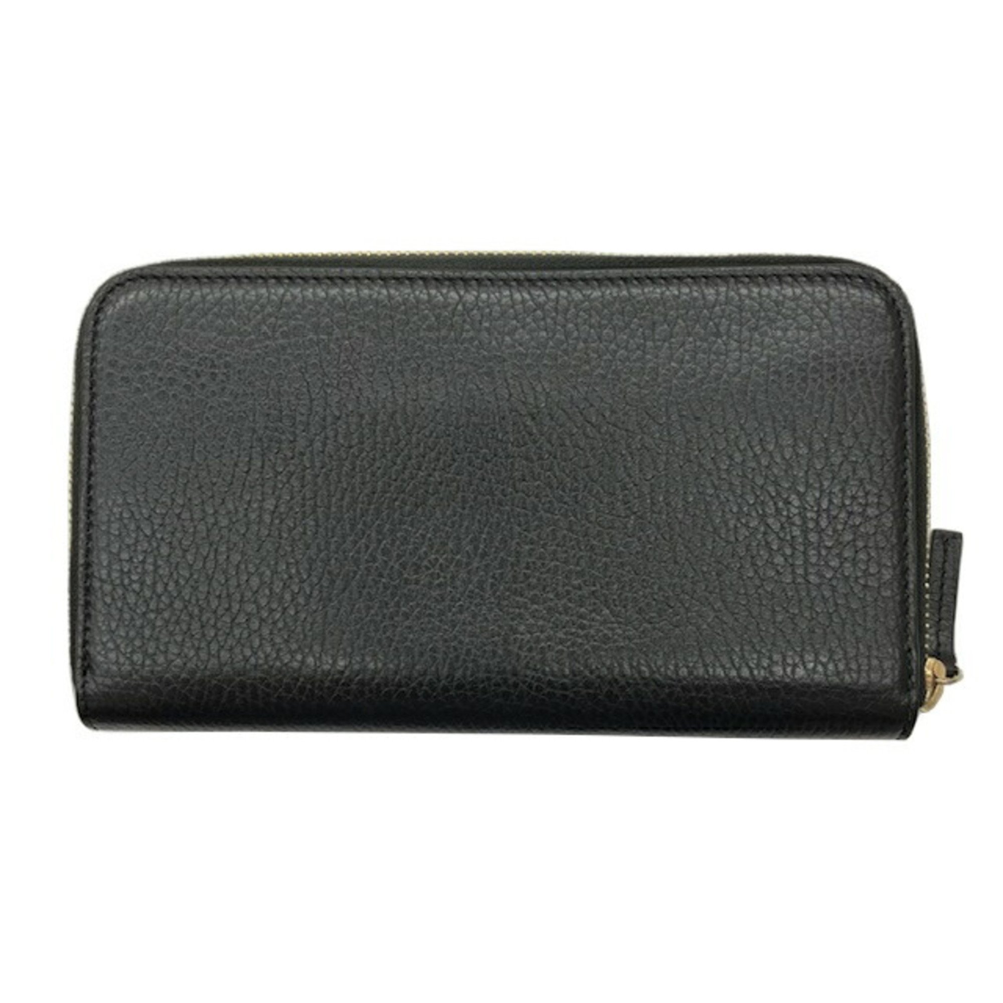 GUCCI 509644 Interlocking G Round Long Wallet Black Leather Men's Women's