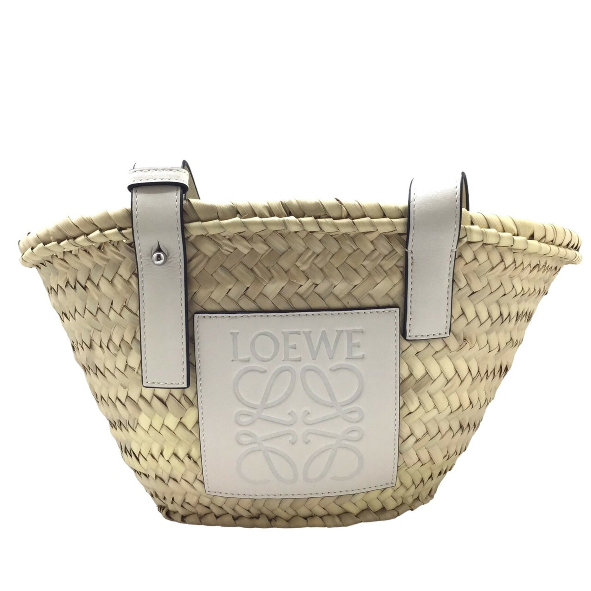 LOEWE Anagram Basket Bag Small Palm Leaf Calf 327.02.S93 Natural White Handbag Eco Women Men