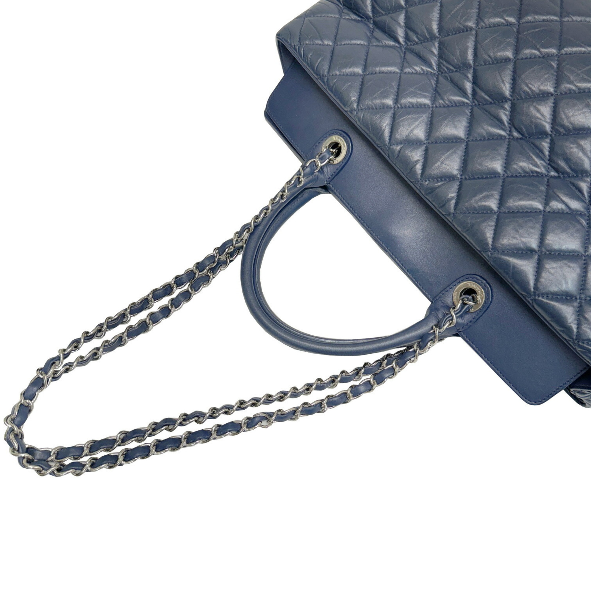 CHANEL Chanel Matelasse Shoulder Handbag Chain Tote Leather Navy 15 Series Women's Men's