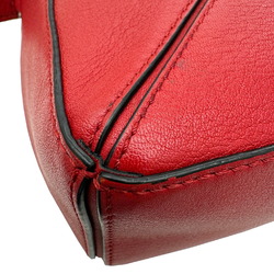 LOEWE Puzzle Handbag Shoulder Bag Calfskin Leather Red Women's