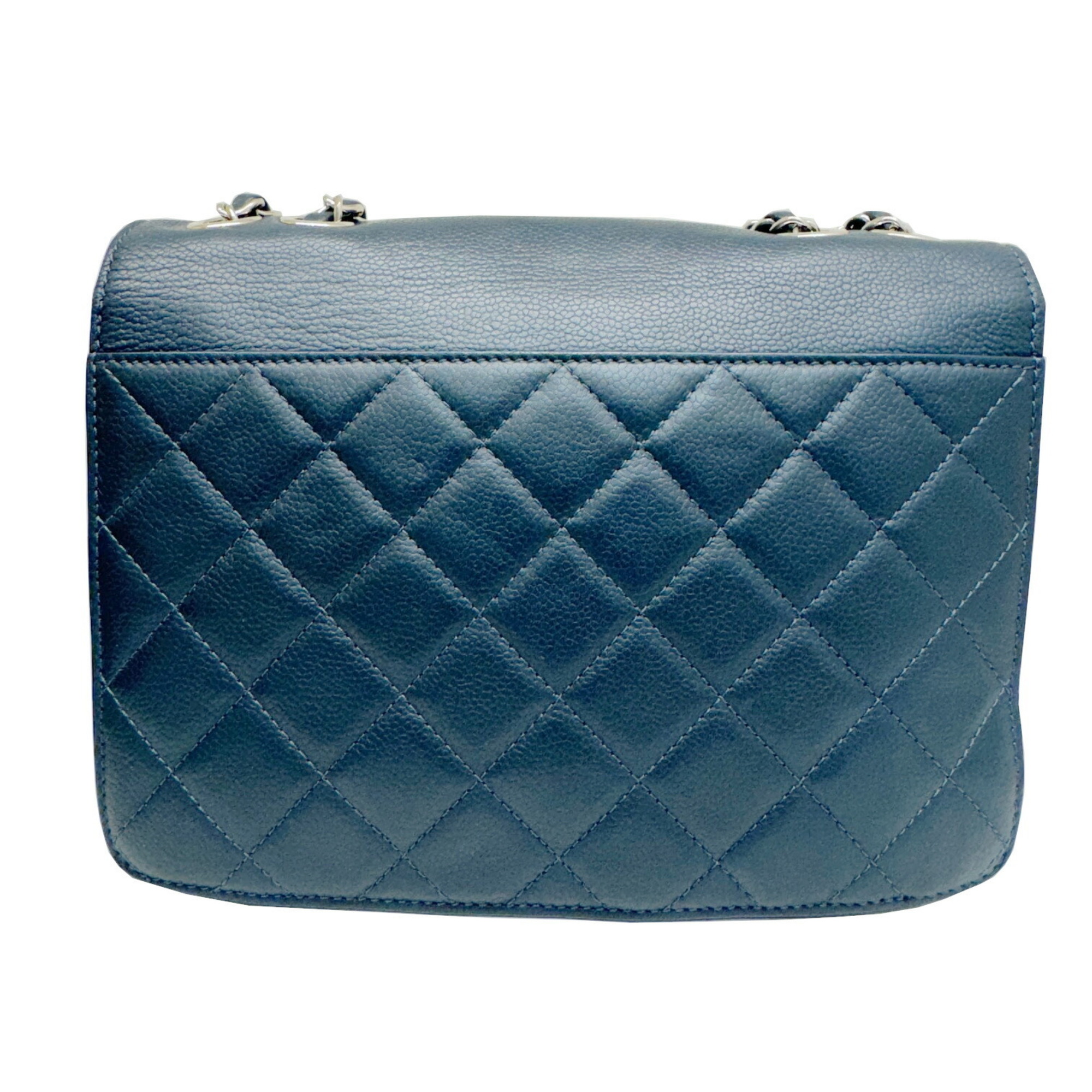 CHANEL Half Coco Matelasse Chain Shoulder Bag Caviar Skin 23 Series Navy Women's