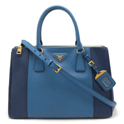 PRADA Galleria Tote Bag Shoulder Leather Bicolor Blue Navy B2274C