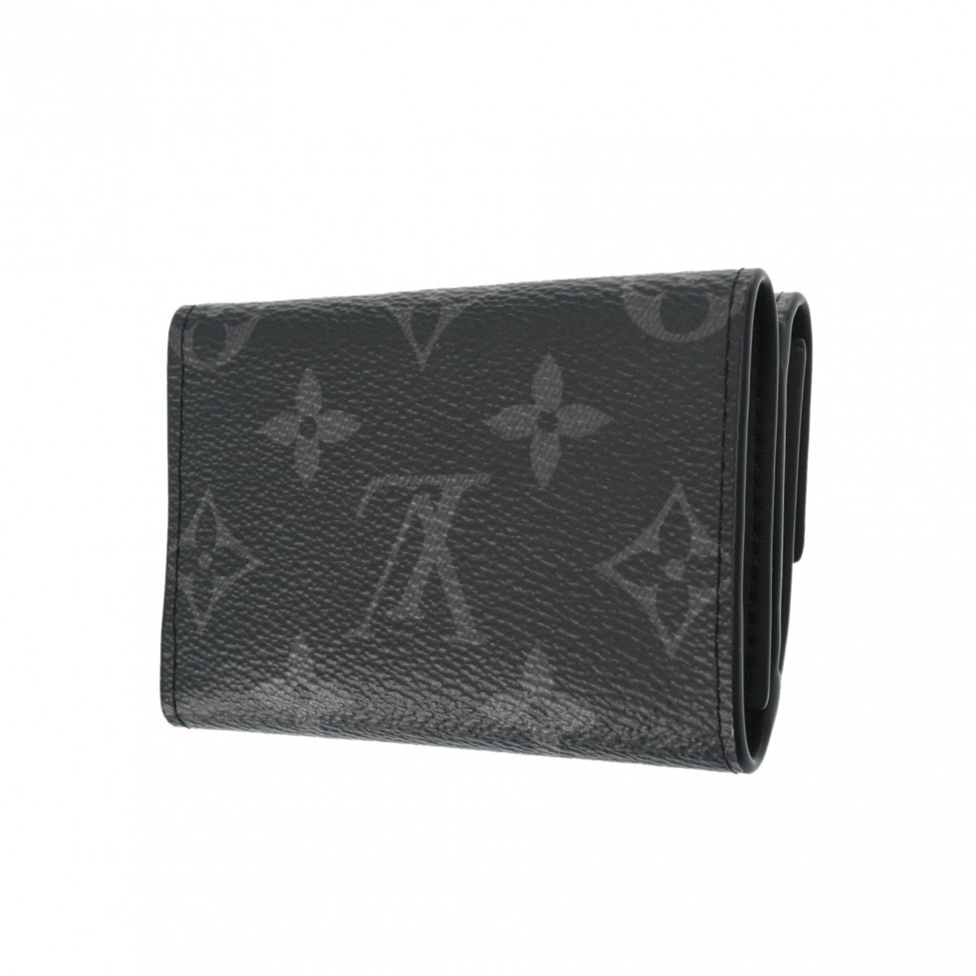 LOUIS VUITTON Louis Vuitton Monogram Eclipse Discovery Compact Wallet Black Grey M45417 Men's Tri-fold