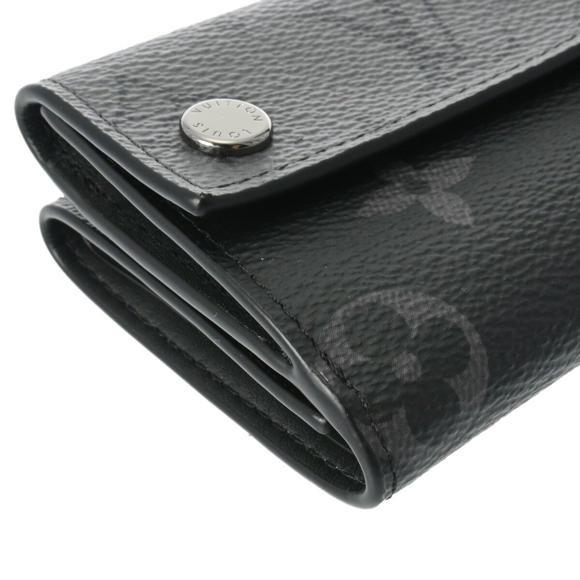 LOUIS VUITTON Louis Vuitton Monogram Eclipse Discovery Compact Wallet Black Grey M45417 Men's Tri-fold