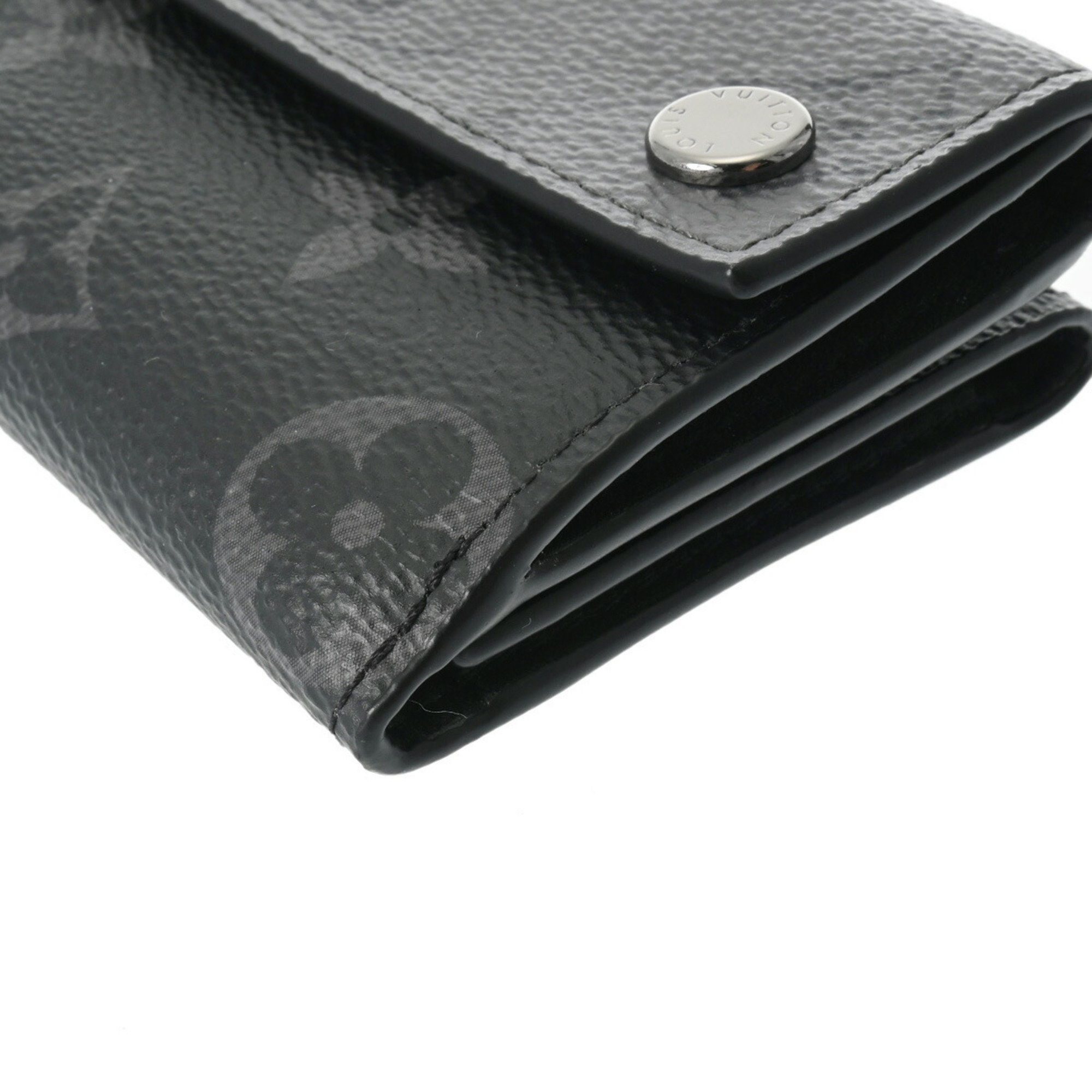 LOUIS VUITTON Louis Vuitton Monogram Eclipse Discovery Compact Wallet Black Grey M45417 Men's Tri-fold