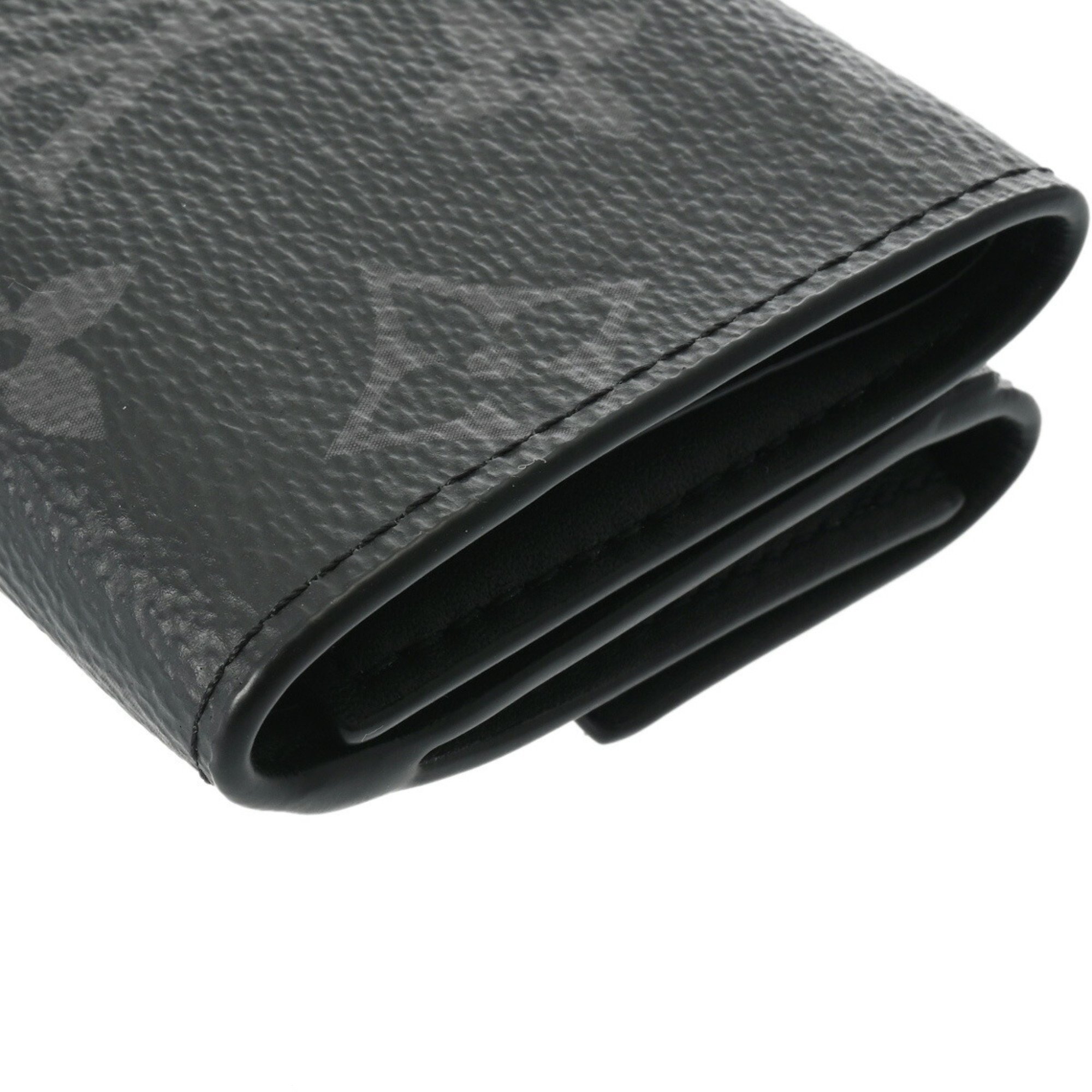 LOUIS VUITTON Louis Vuitton Monogram Eclipse Discovery Compact Wallet Black Grey M45417 Men's Tri-fold