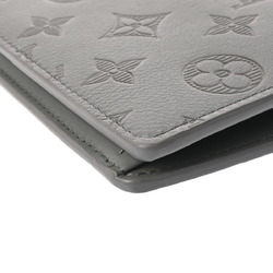 LOUIS VUITTON Louis Vuitton Monogram Shadow Upside Down Portefeuille Brazza Grey M62893 Men's Leather Long Wallet