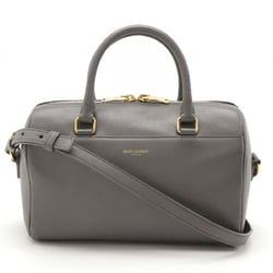 SAINT LAURENT PARIS YSL Yves Saint Laurent Baby Duffle Handbag Shoulder Bag Leather Grey 330958