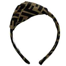 Fendi Headband ec-21004 Khaki Green Zucca Silk FENDI Hair FF Accessories Women's Fashion