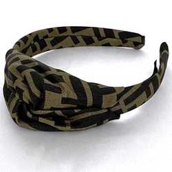 Fendi Headband ec-21004 Khaki Green Zucca Silk FENDI Hair FF Accessories Women's Fashion