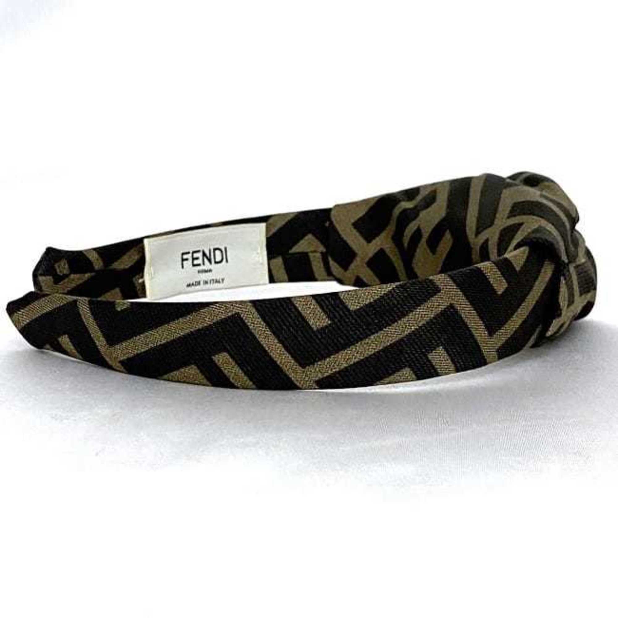 Fendi Headband ec-21004 Khaki Green Zucca Silk FENDI Hair FF Accessories Women's Fashion