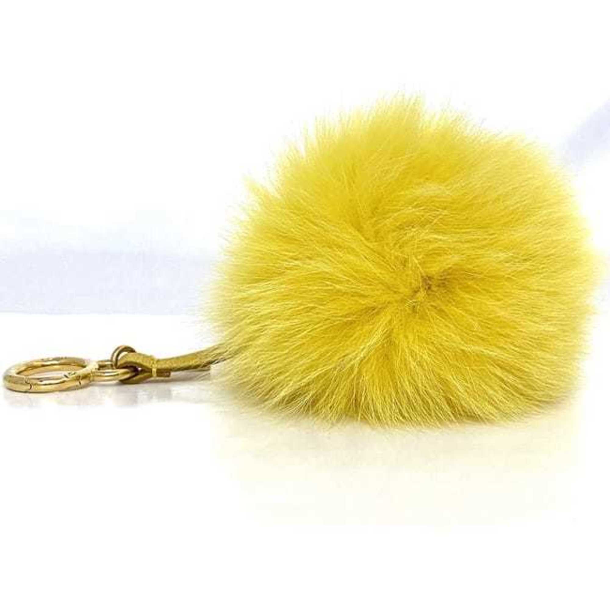 Fendi Bag Charm ec-20971 Yellow Fur GP FENDI Key Ring Holder Men's Women's Accessories