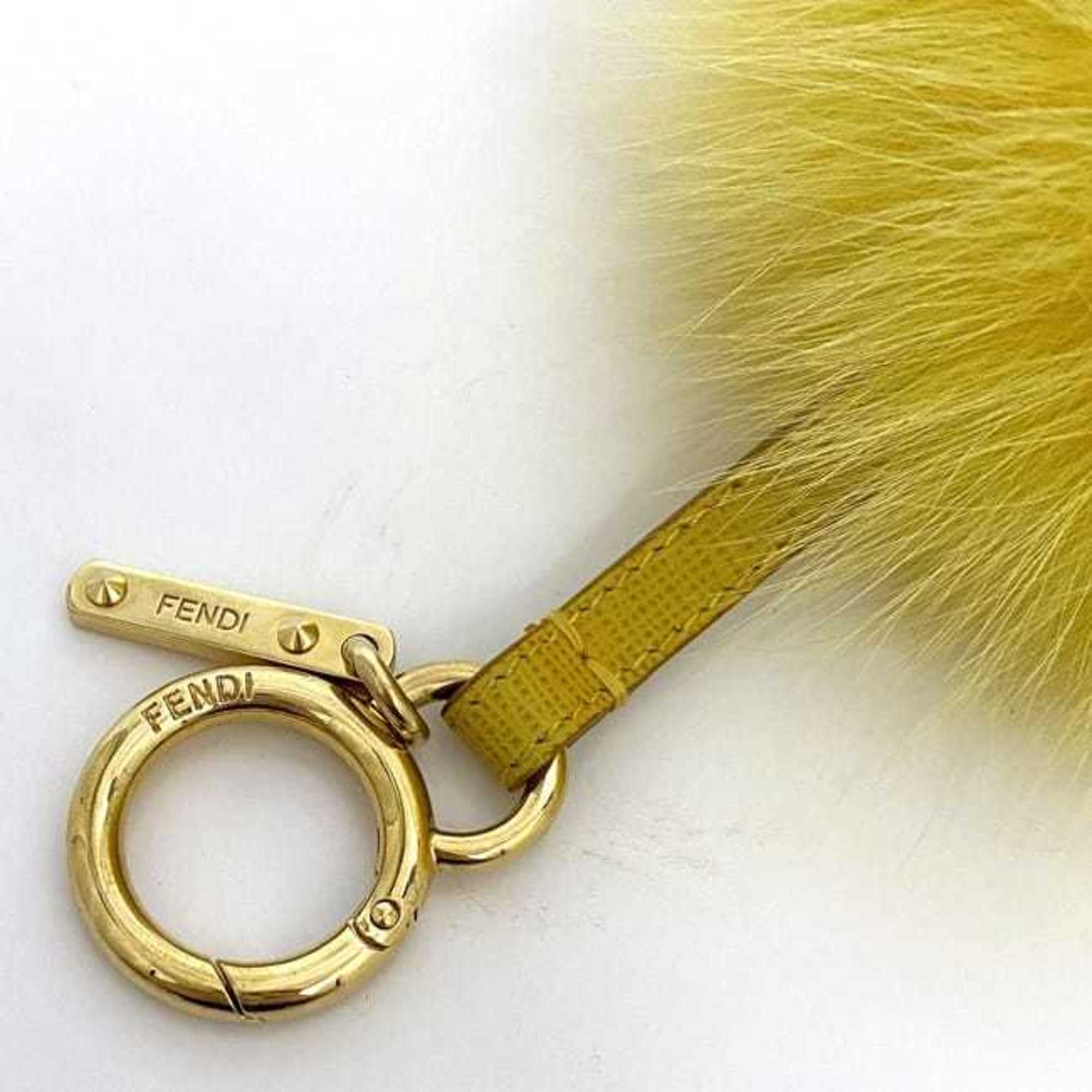 Fendi Bag Charm ec-20971 Yellow Fur GP FENDI Key Ring Holder Men's Women's Accessories