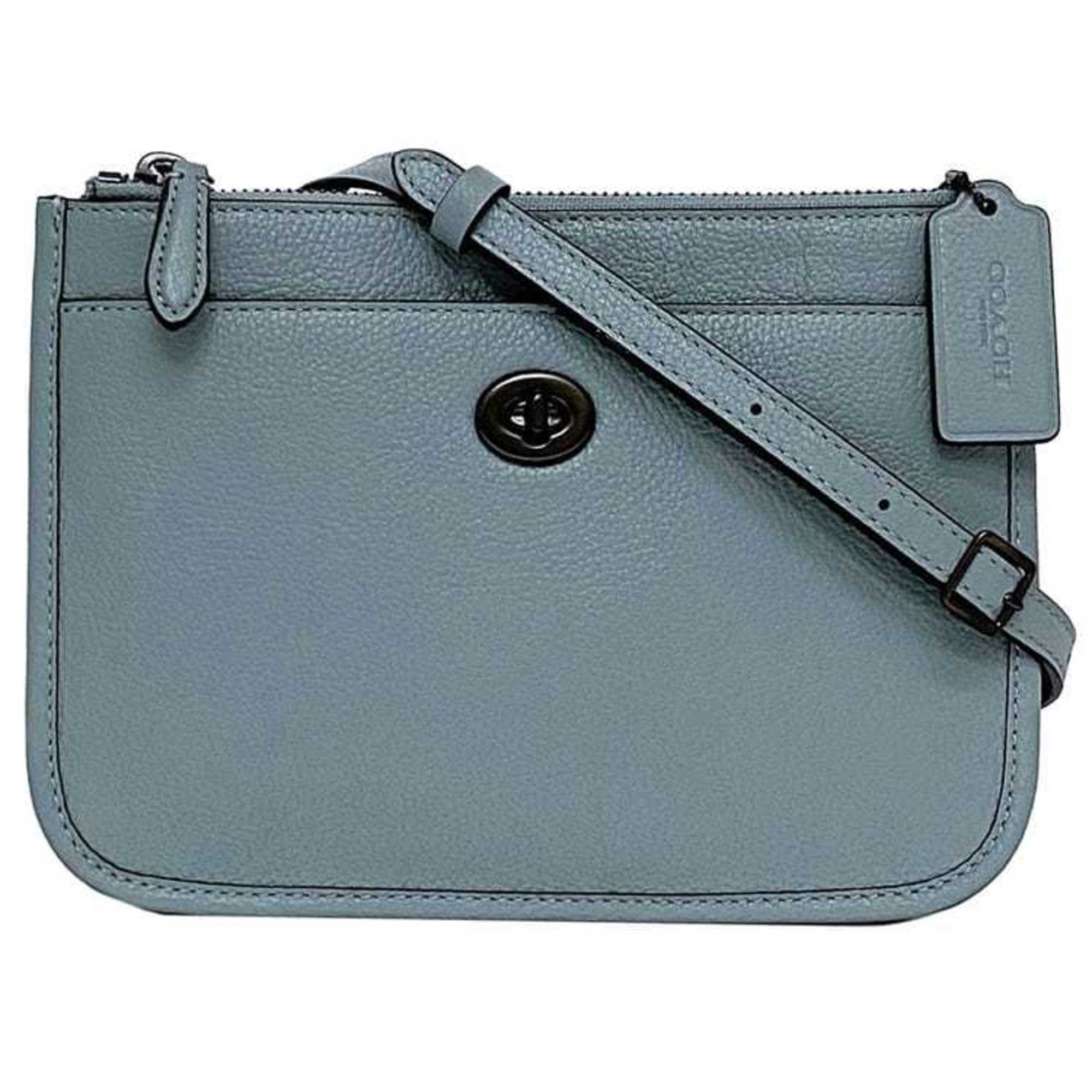 Coach shoulder bag ec-20988 light blue C6663 leather COACH pochette ladies compact