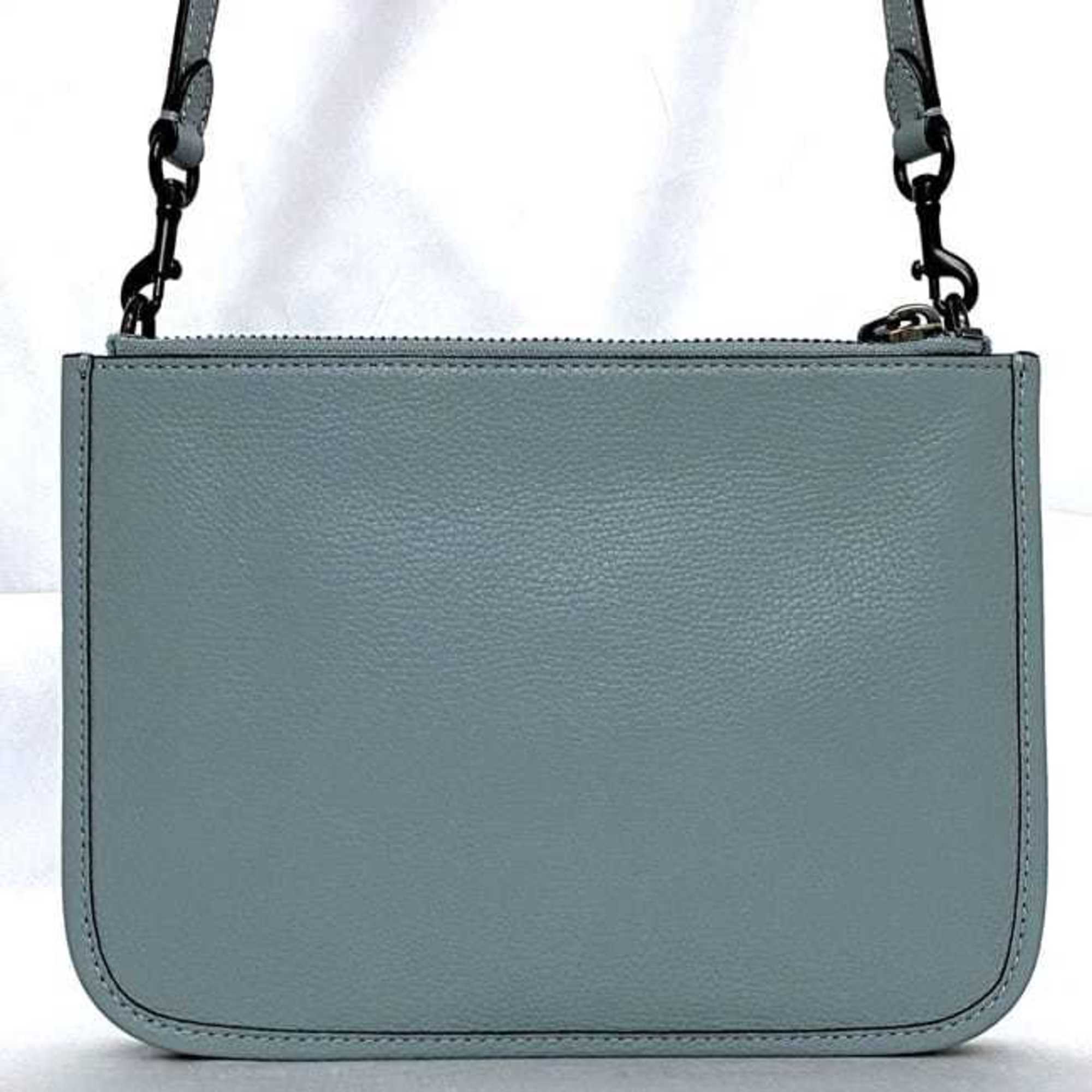 Coach shoulder bag ec-20988 light blue C6663 leather COACH pochette ladies compact