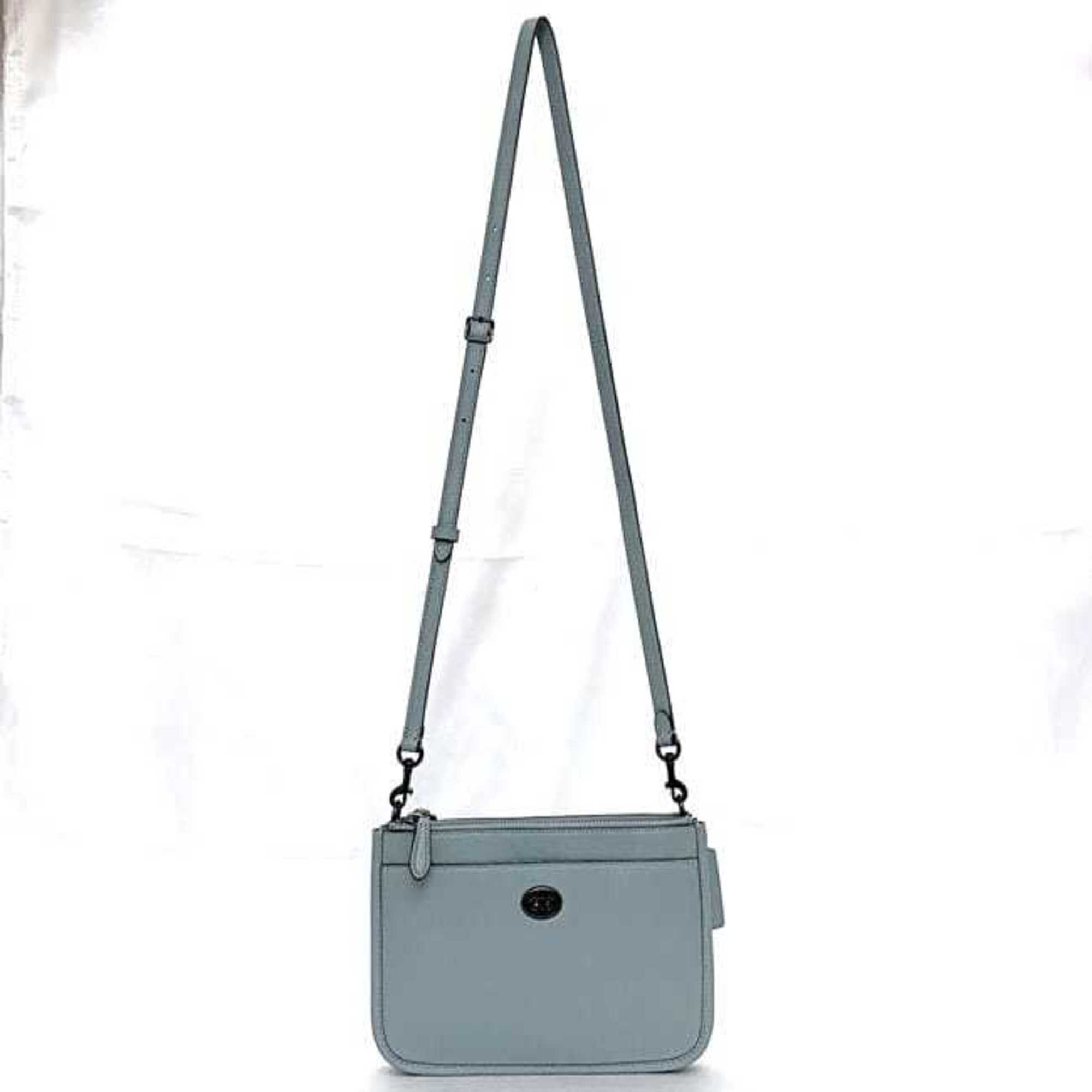 Coach shoulder bag ec-20988 light blue C6663 leather COACH pochette ladies compact