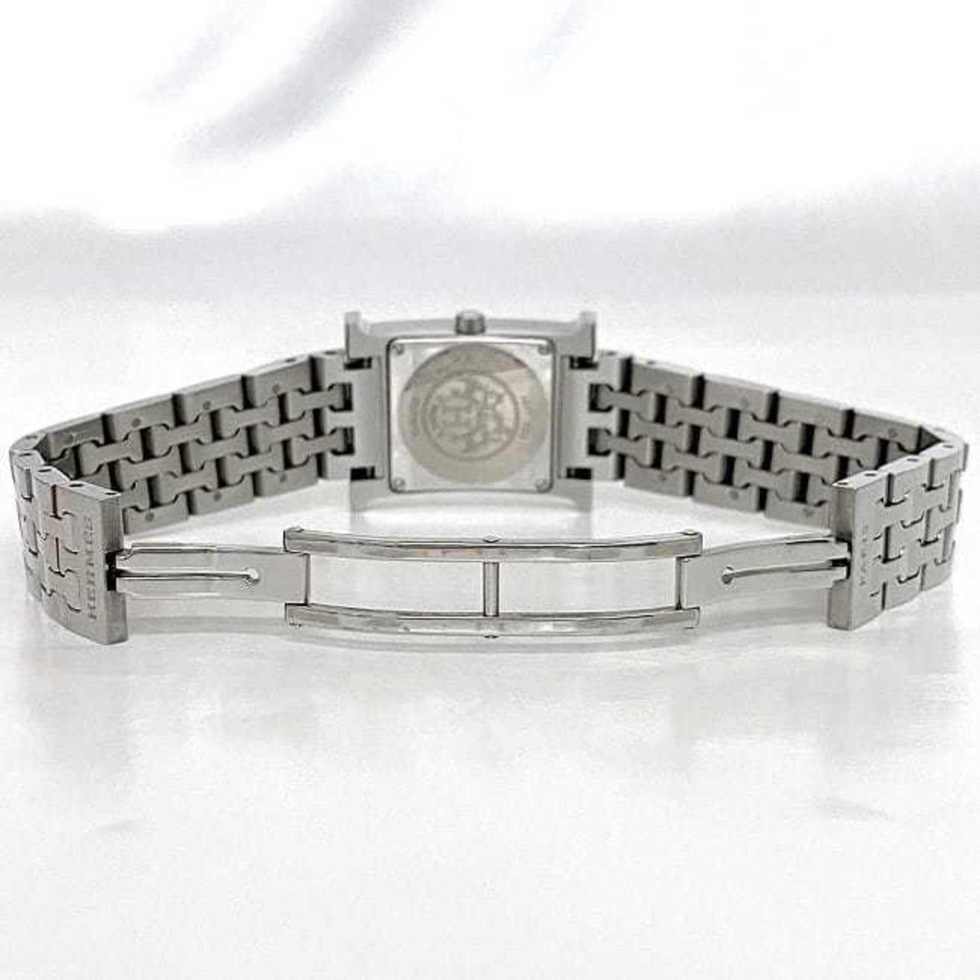 Hermes Watch H Shell Diamond Silver HH1.230 Ladies SS Quartz HERMES Dial Battery Operated 21mm