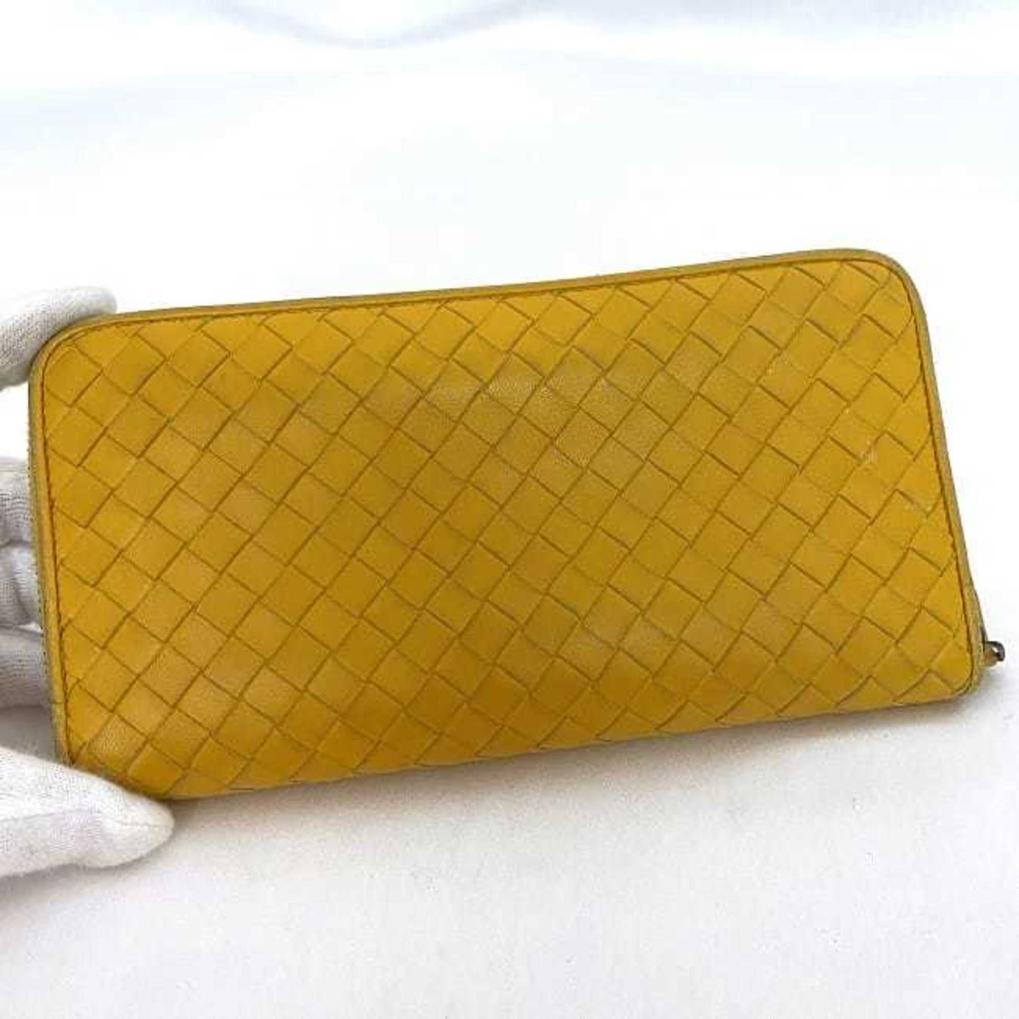 Bottega Veneta Round Long Wallet ec-21015 Yellow Intrecciato Leather BOTTEGA VENETA Women's