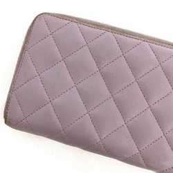 Chanel Round Long Wallet Purple Matelasse Leather Lambskin 16 Series CHANEL Zip Coco Mark Women's