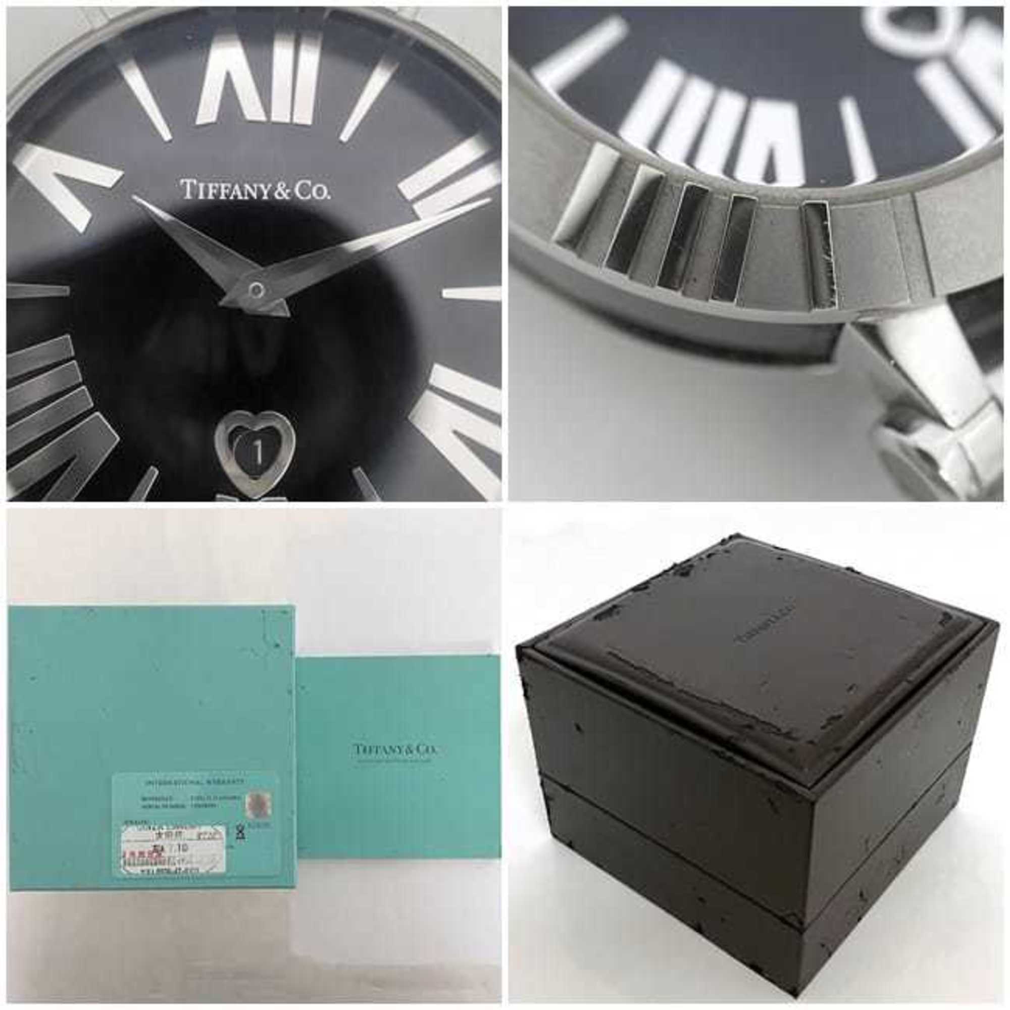 Tiffany Watch Atlas f-21082 Black Silver T10018593 36mm Men's SS Ceramic Quartz TIFFANY&Co. Round Heart Dial Battery Operated Roman Numerals Working Replaced