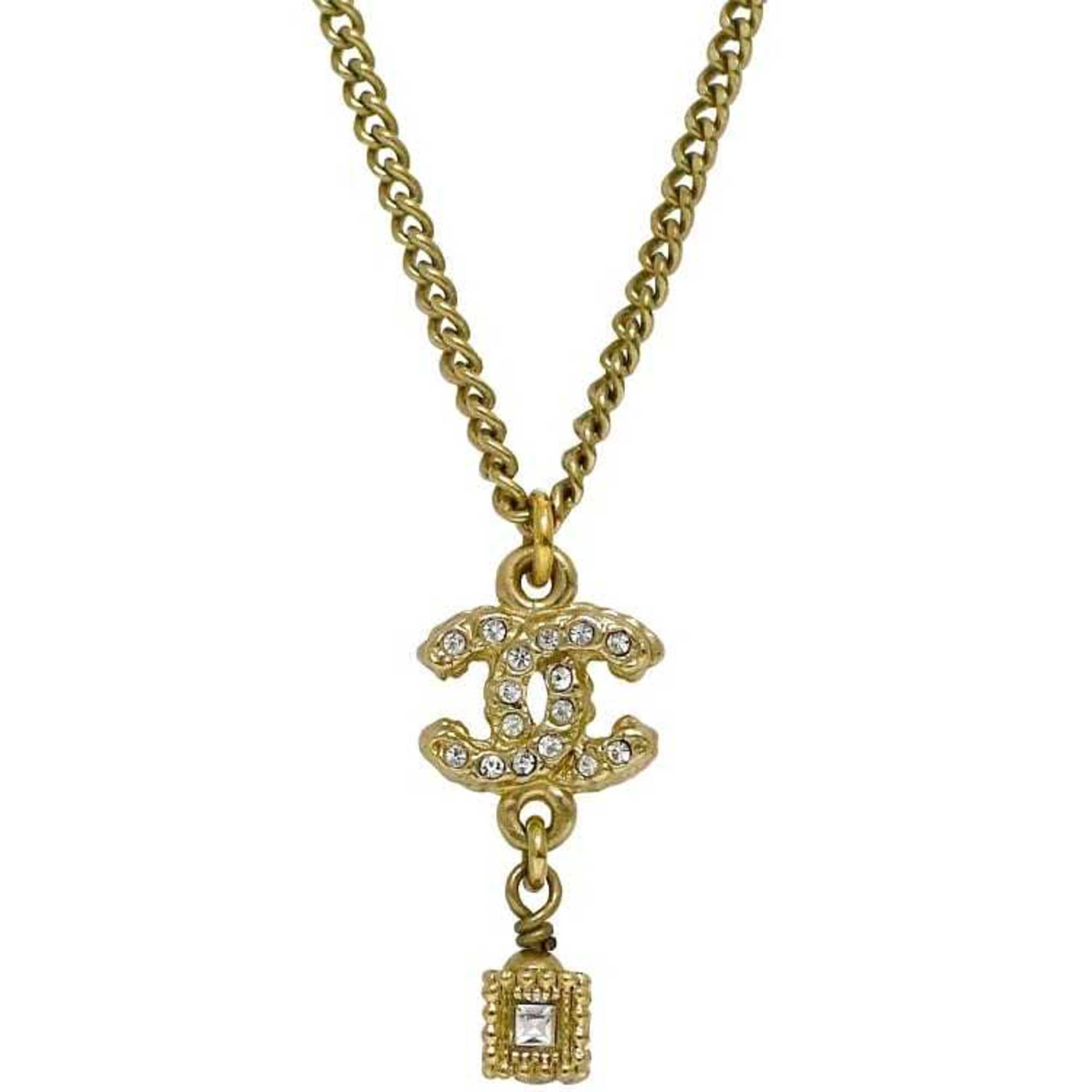 Chanel Long Necklace Gold Coco Mark GP A12 A CHANEL Swing Cube 2way