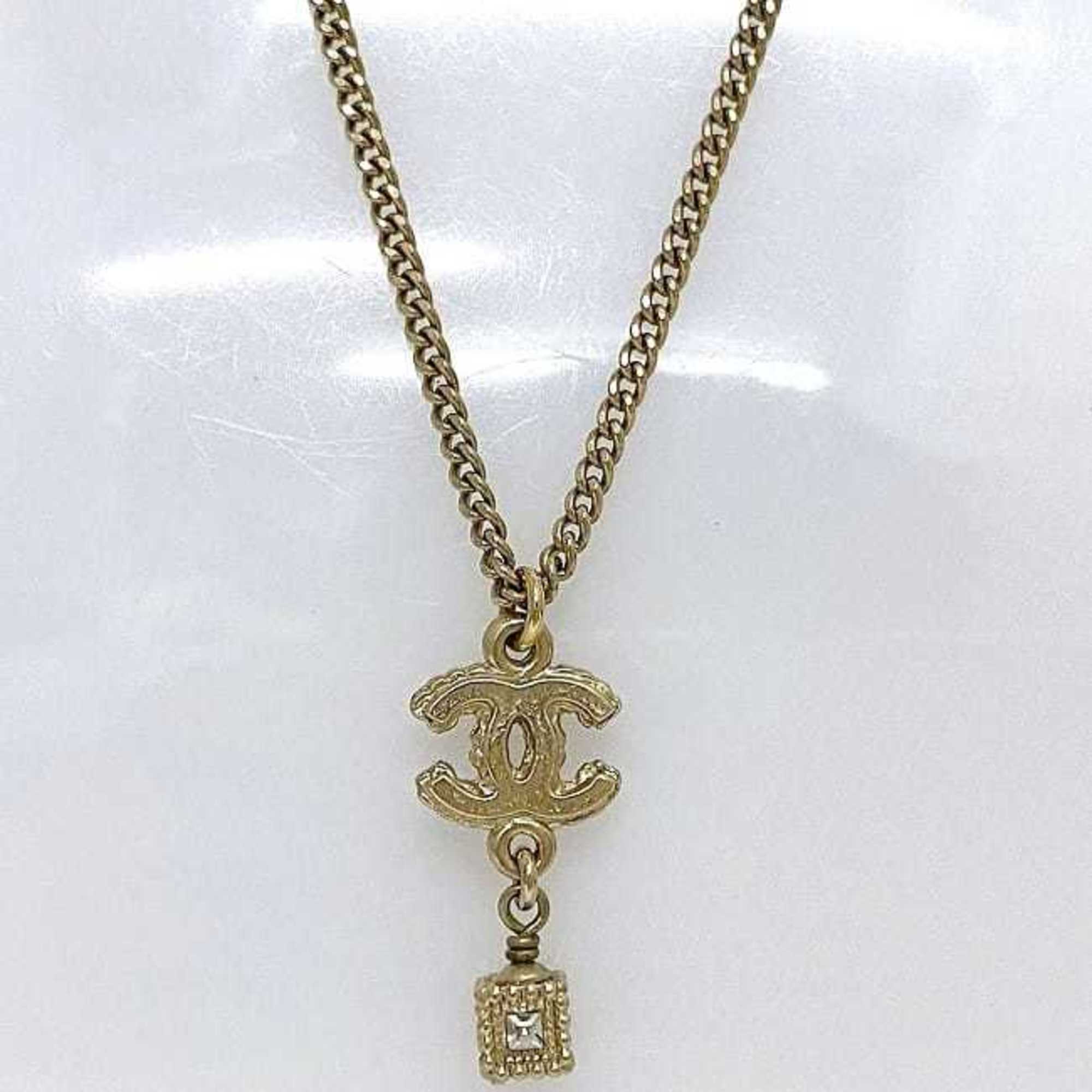 Chanel Long Necklace Gold Coco Mark GP A12 A CHANEL Swing Cube 2way