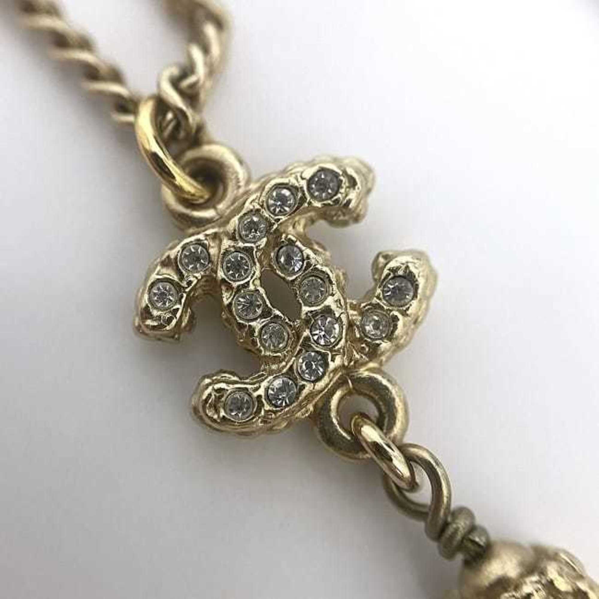 Chanel Long Necklace Gold Coco Mark GP A12 A CHANEL Swing Cube 2way