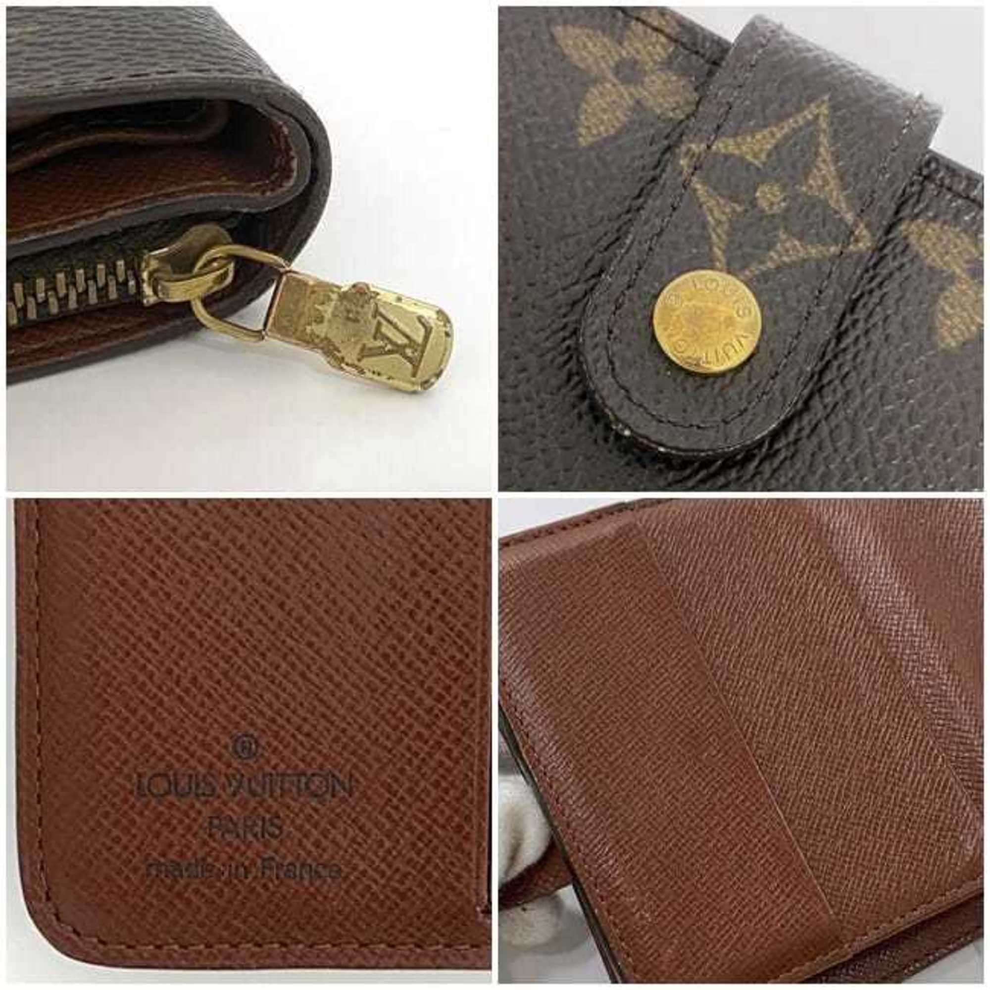 Louis Vuitton Bi-fold Wallet Compact Zip Brown Monogram M61667 Canvas MI0031 LOUIS VUITTON Unisex Men's