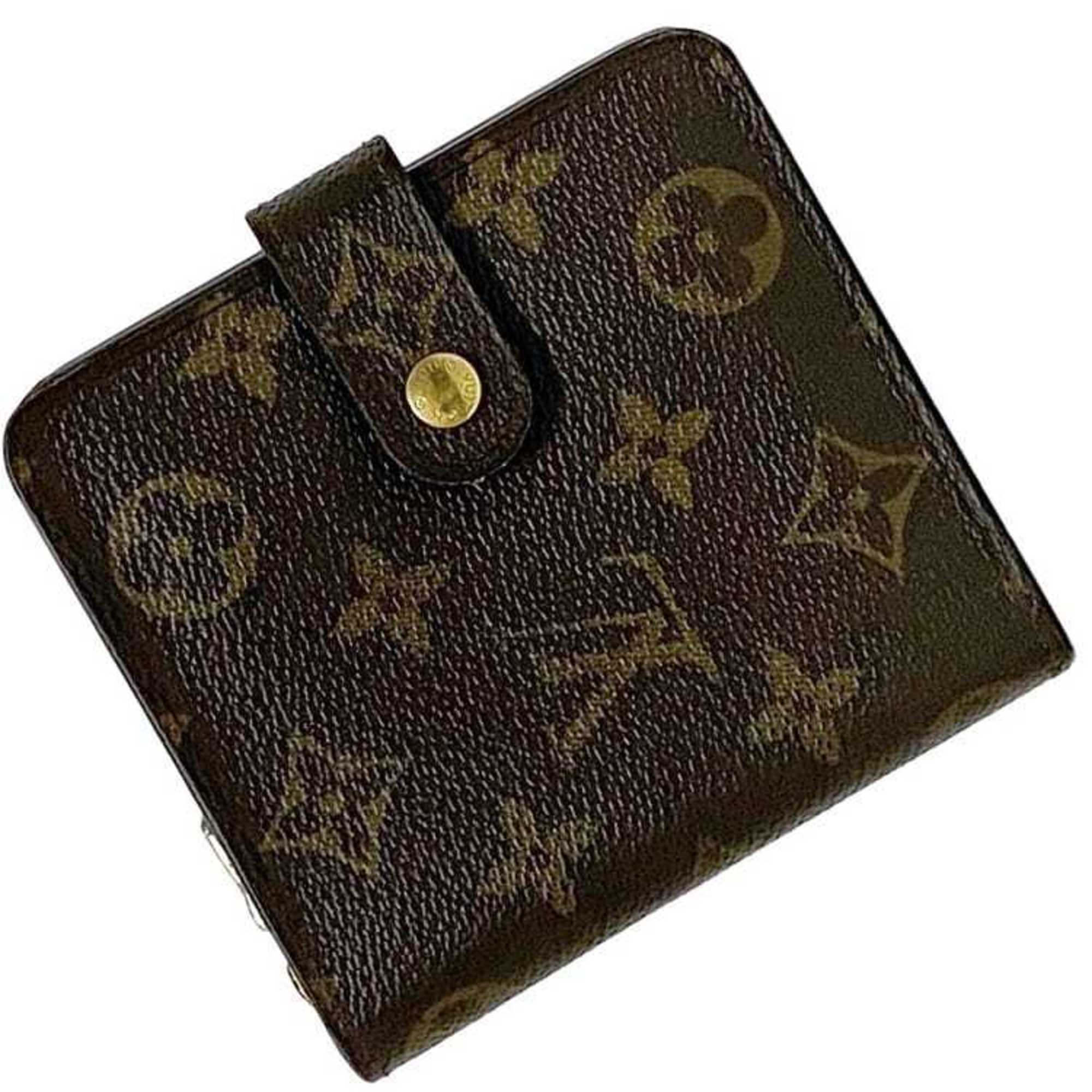 Louis Vuitton Bi-fold Wallet Compact Zip Brown Monogram M61667 Canvas MI0031 LOUIS VUITTON Unisex Men's