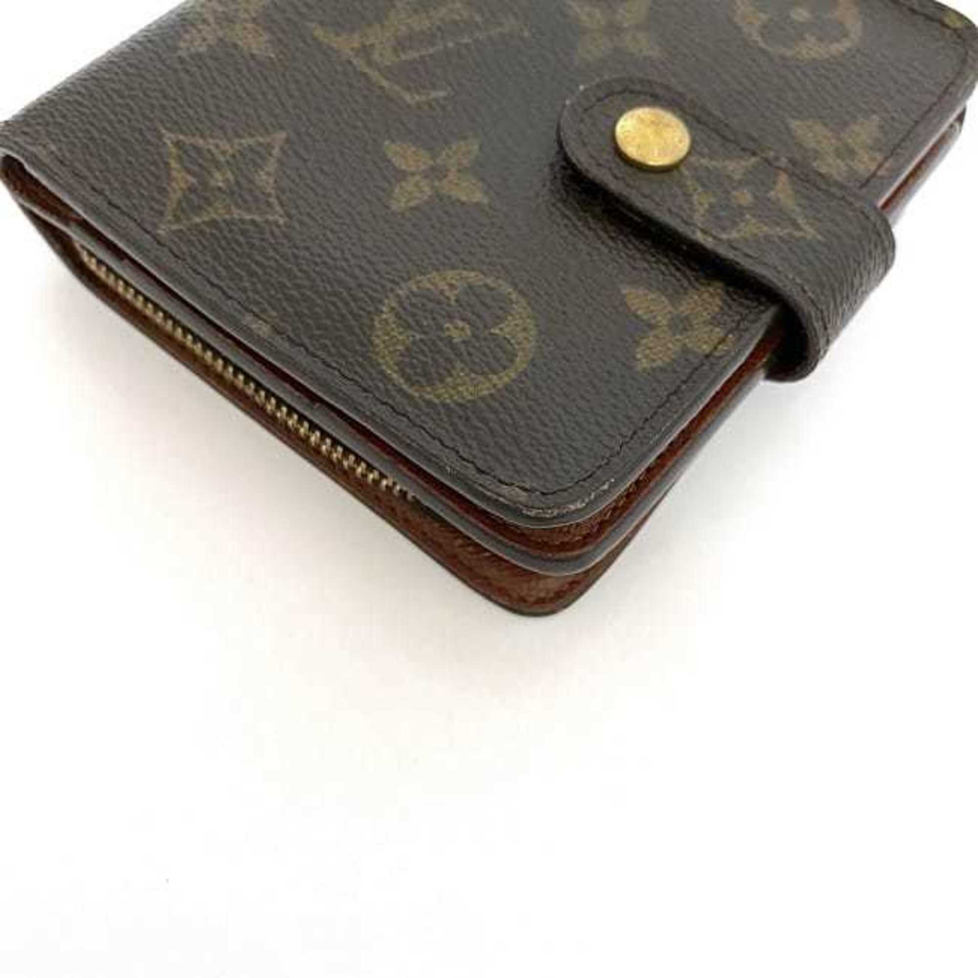 Louis Vuitton Bi-fold Wallet Compact Zip Brown Monogram M61667 Canvas MI0031 LOUIS VUITTON Unisex Men's