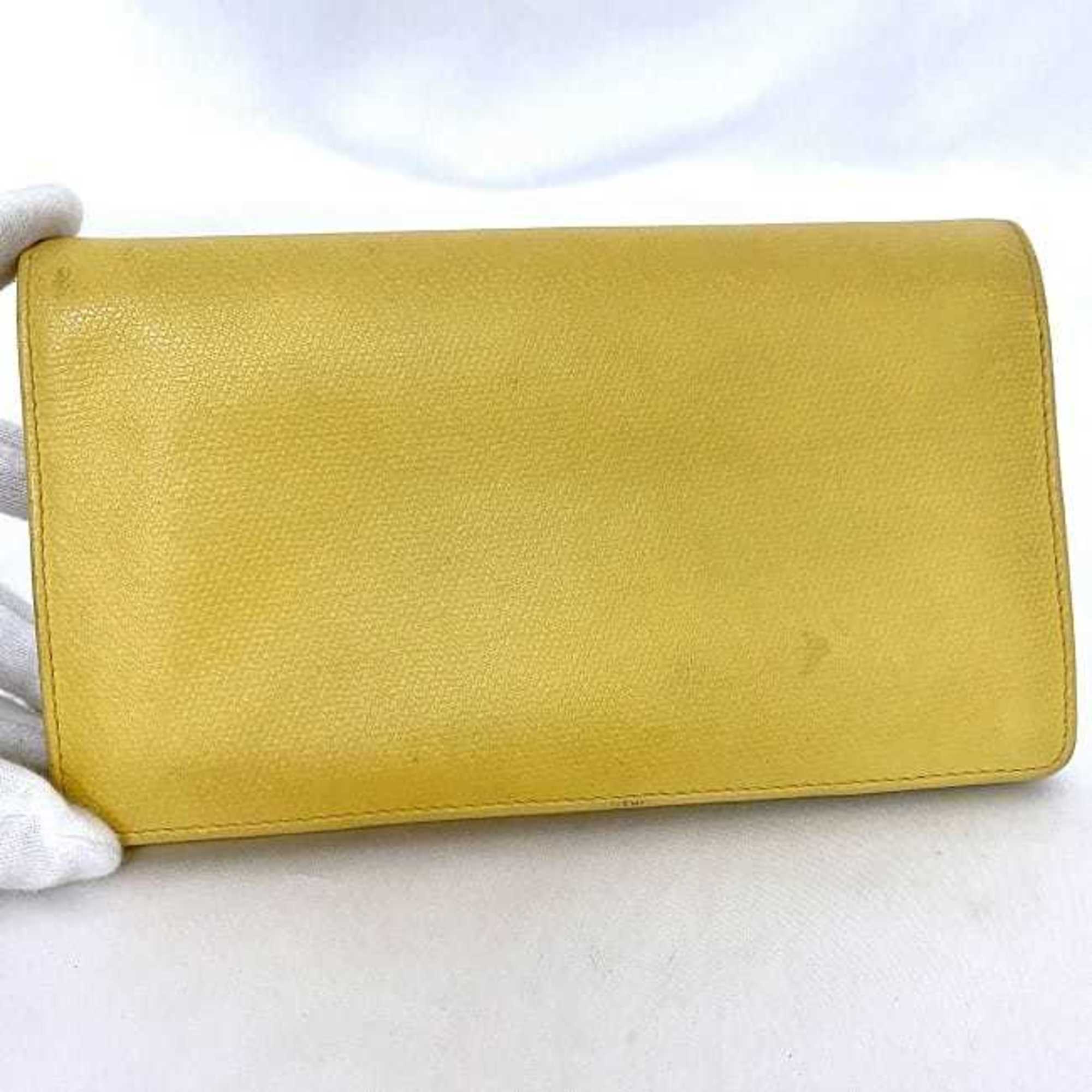 Chanel Bi-fold Long Wallet ec-21016 Yellow Coco Button A20904 Leather 9th Series CHANEL Mark Boutique Seal Included Women's