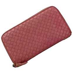 Bottega Veneta Round Long Wallet ec-21014 Pink Intrecciato Leather BOTTEGA VENETA Women's