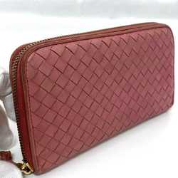 Bottega Veneta Round Long Wallet ec-21014 Pink Intrecciato Leather BOTTEGA VENETA Women's