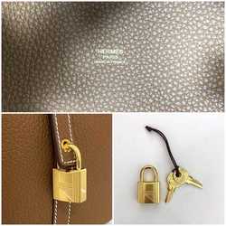 Hermes handbag Picotin Lock PM brown gold leather Taurillon Clemence U stamp HERMES color ladies compact