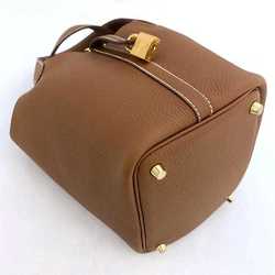 Hermes handbag Picotin Lock PM brown gold leather Taurillon Clemence U stamp HERMES color ladies compact