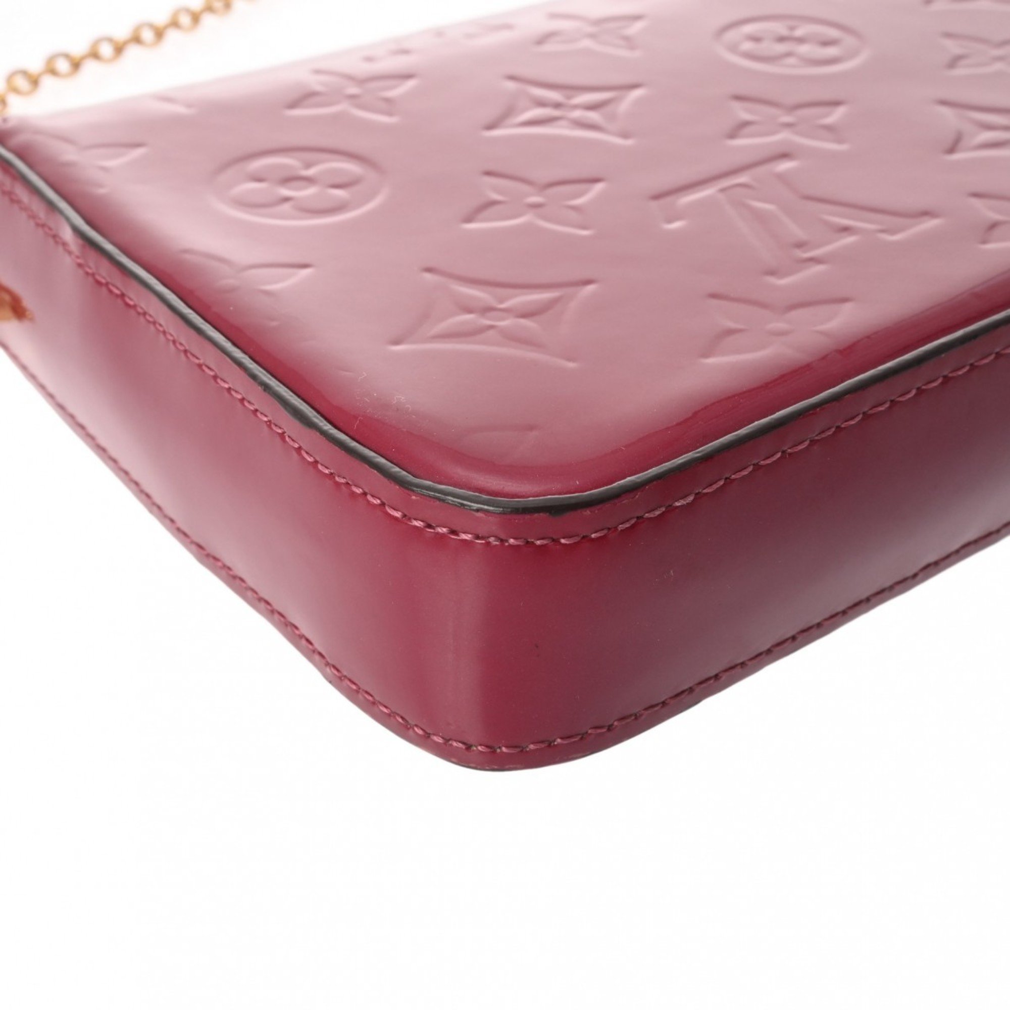 LOUIS VUITTON Vernis Pochette Felicie Shoulder Magenta M61469 Women's Monogram Clutch Bag