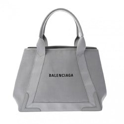 BALENCIAGA Navy Cabas M Grey 581292 Women's Cotton Calfskin Handbag