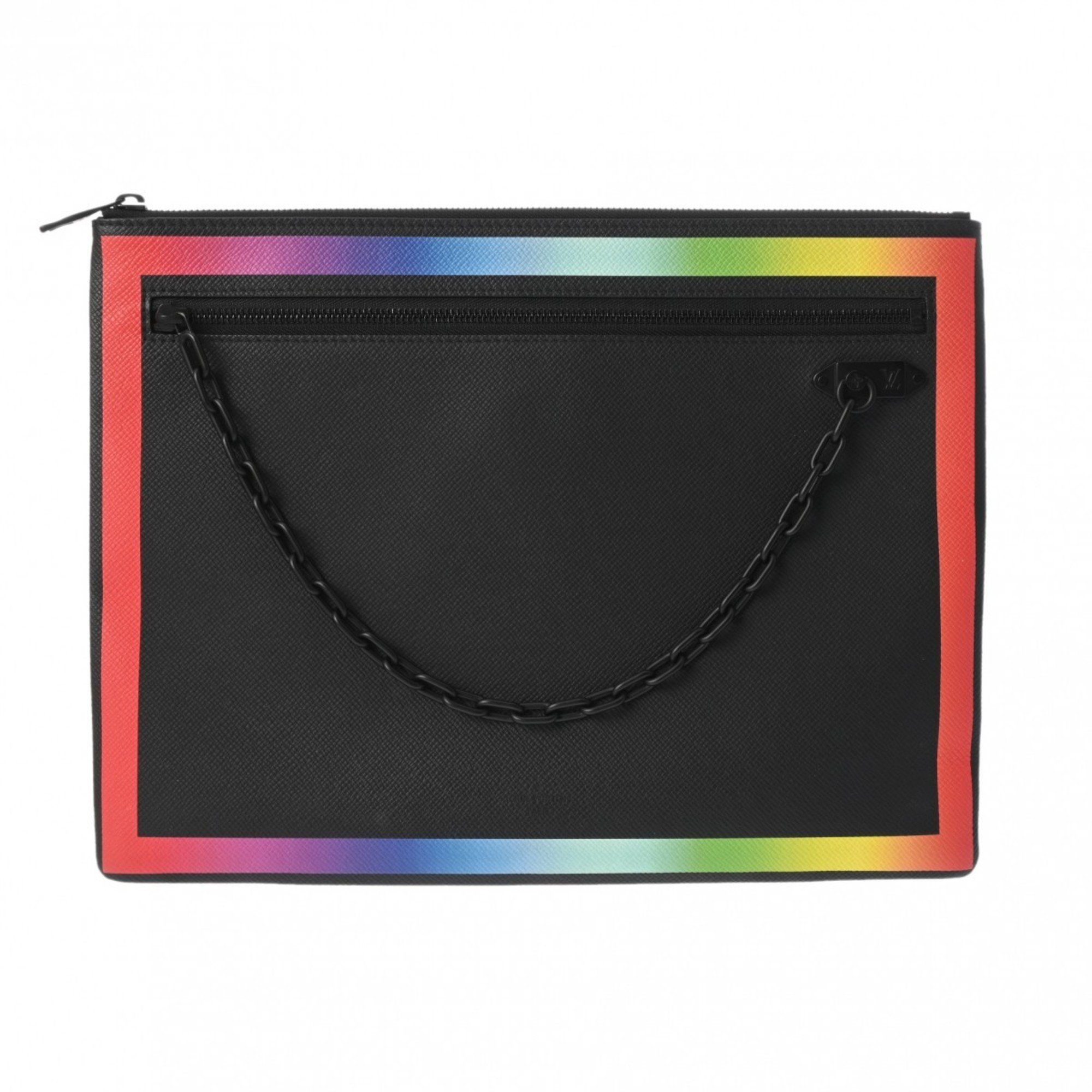 LOUIS VUITTON Taiga Pochette Black/Rainbow M30347 Men's Clutch Bag