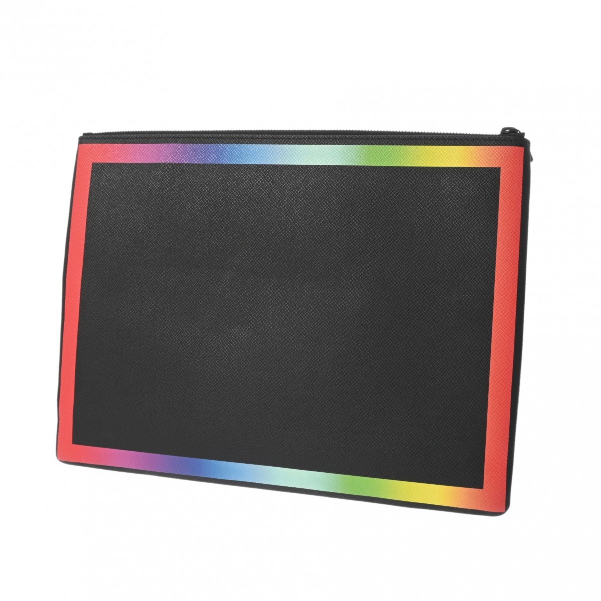 LOUIS VUITTON Taiga Pochette Black/Rainbow M30347 Men's Clutch Bag