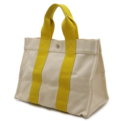 HERMES Hermes Bora PM Tote Bag Handbag Canvas Natural Yellow