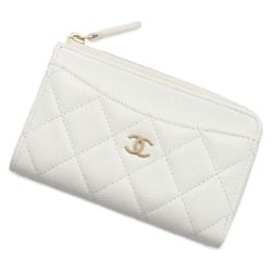 Chanel Wallet/Coin Case Matelasse Coco Mark Caviar Skin AP3179 Fragment Business Card Holder/Card White