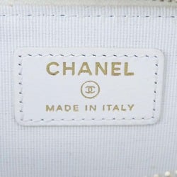 Chanel Wallet/Coin Case Matelasse Coco Mark Caviar Skin AP3179 Fragment Business Card Holder/Card White