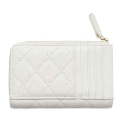 Chanel Wallet/Coin Case Matelasse Coco Mark Caviar Skin AP3179 Fragment Business Card Holder/Card White