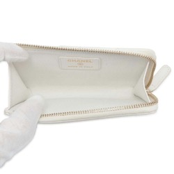 Chanel Wallet/Coin Case Matelasse Coco Mark Caviar Skin AP3179 Fragment Business Card Holder/Card White