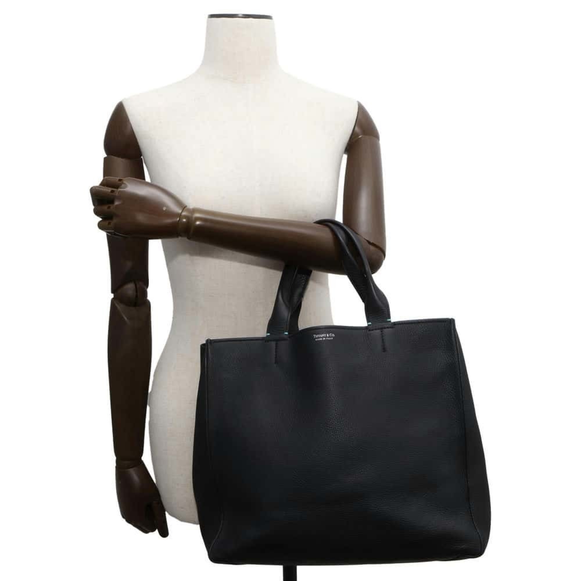 Tiffany Tote Bag Leather Tiffany&Co. 2way Shoulder Black