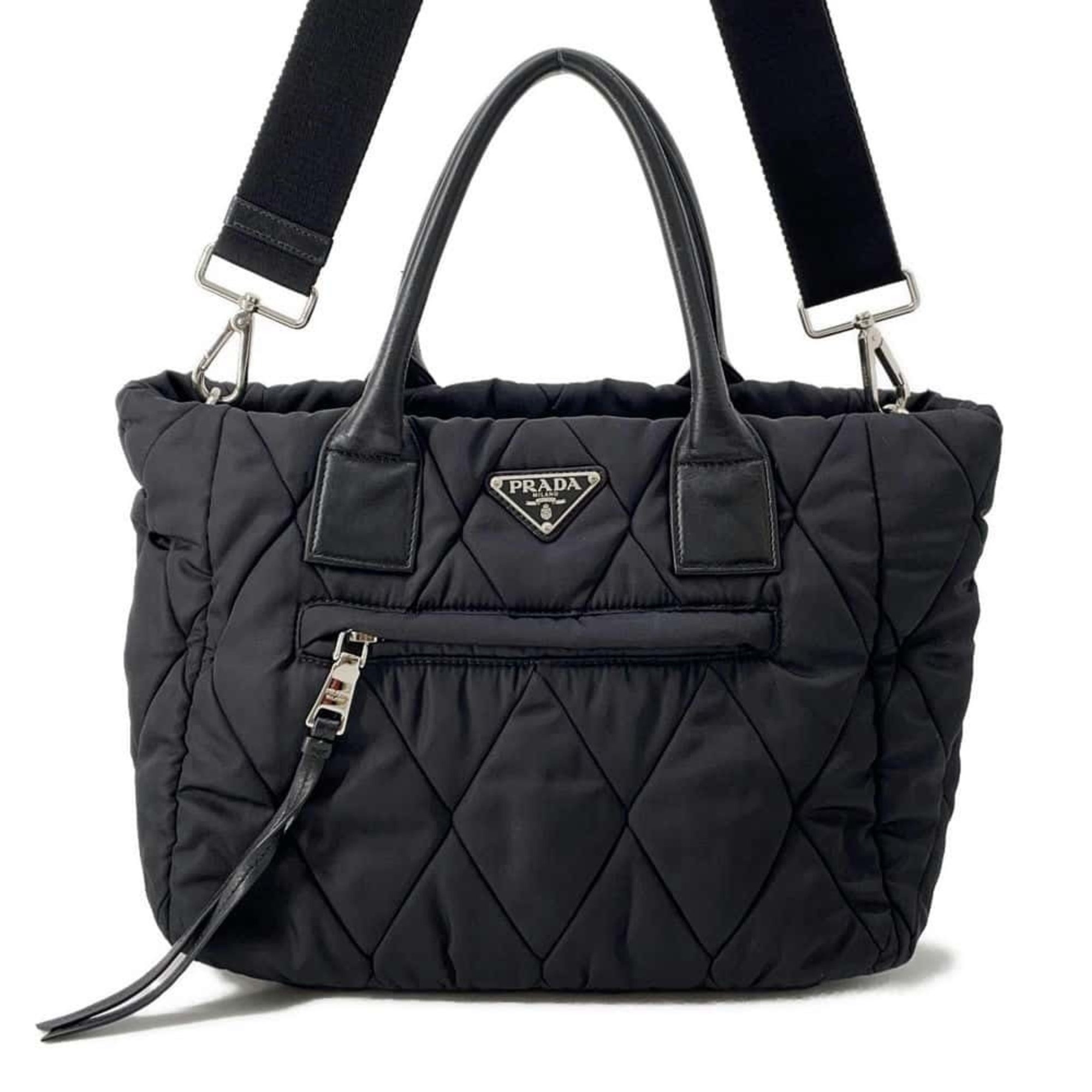 Prada Handbag Tessuto Bomber Nylon 1BG168 PRADA 2way Shoulder Bag Black