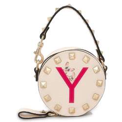 Valentino Garavani Rockstud Round Leather Pouch with Initials