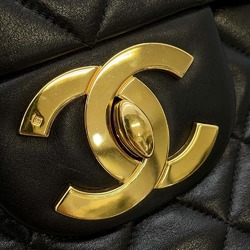 Chanel Chain Shoulder Bag Deca Matelasse Single Flap Lambskin CHANEL Black